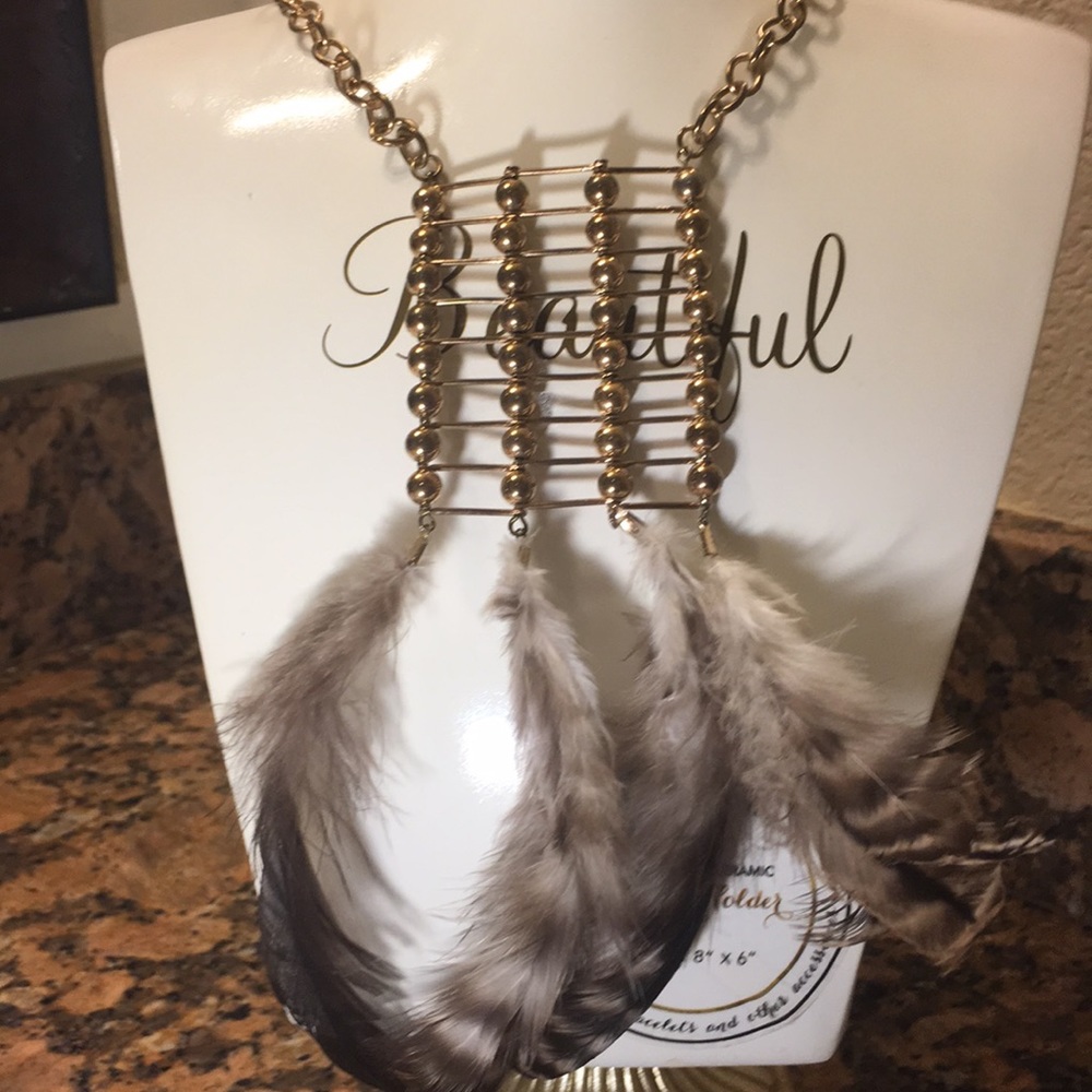 Feather necklace great for Summer